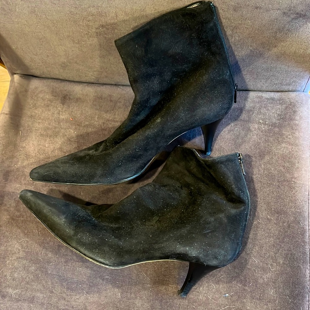 Michael Kors black suede heeled booties, size 9.5